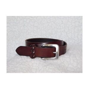 Eddie Bauer Brown Leather Belt - Silver Buckle - Size M